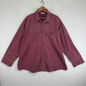 Vintage Frostproof Shirt Mens 3XL Maroon 100% Cotton Button Front Made USA 90s